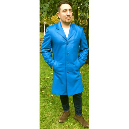 Men's Leather Crombie Style Coat