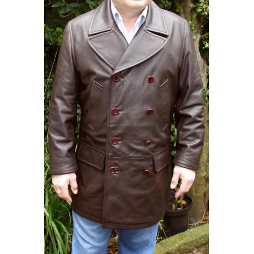 Men's Leather Double Breasted Reefer Jacket