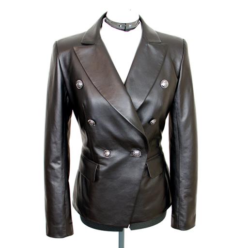 Women's Leather Double Breasted Blazer