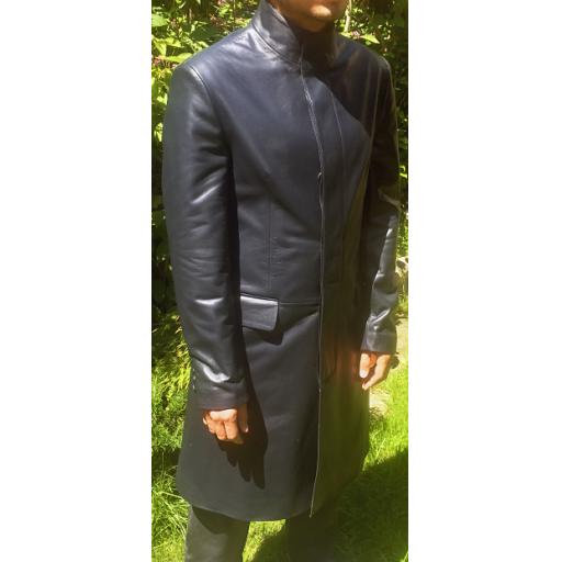 Men's Leather Fly Fronted Coat