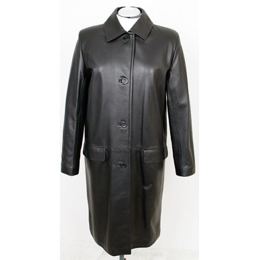 Womens Leather Single Breasted Coat 1