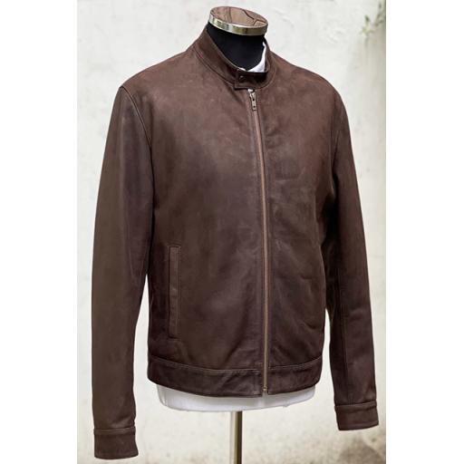Men's Leather Mandarin Jacket