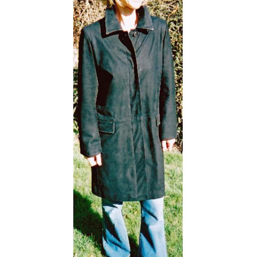 Womens Suede Fly Front Coat