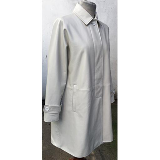 Womens Leather Fly Fronted Flared Coat