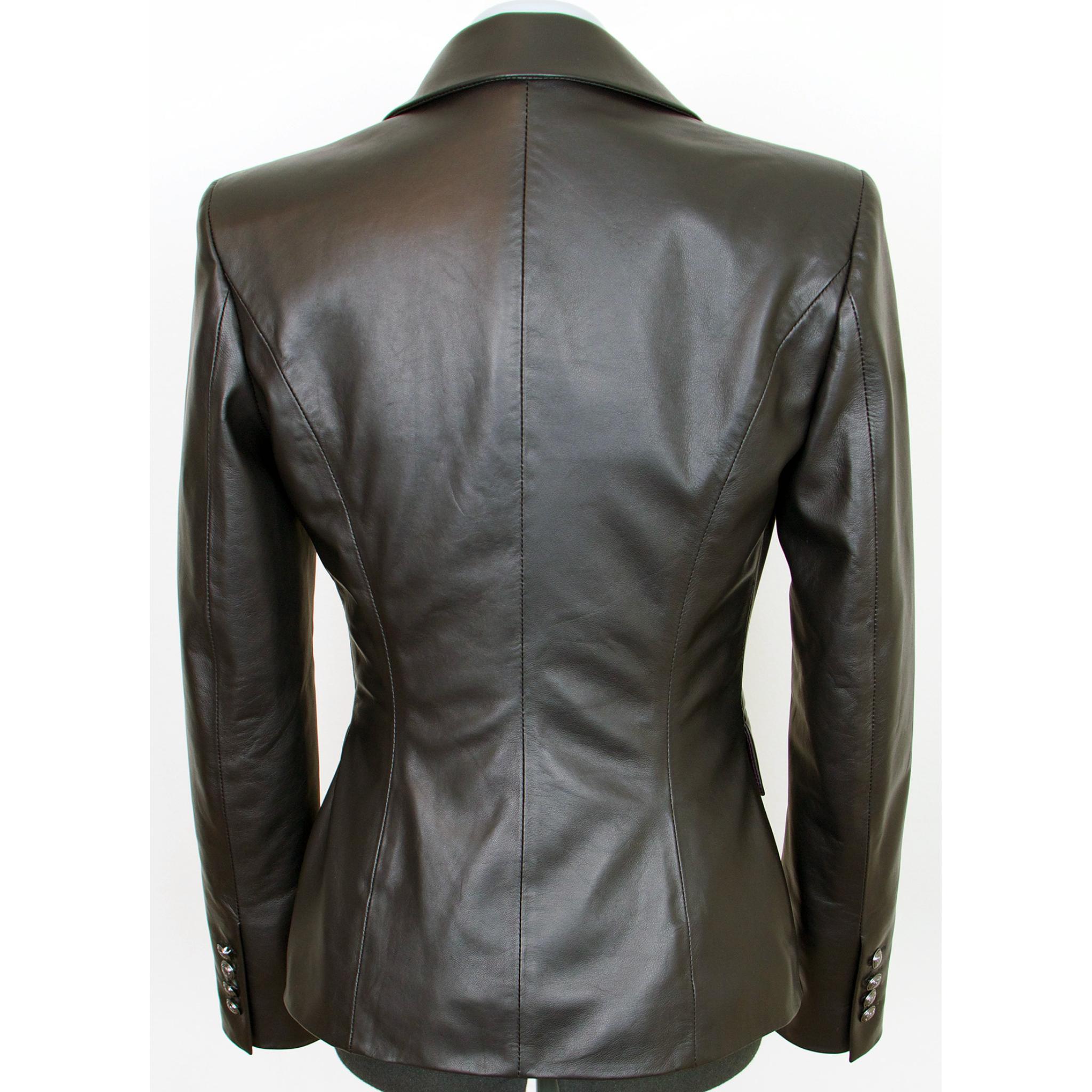 Women's Leather Double Breasted Blazer