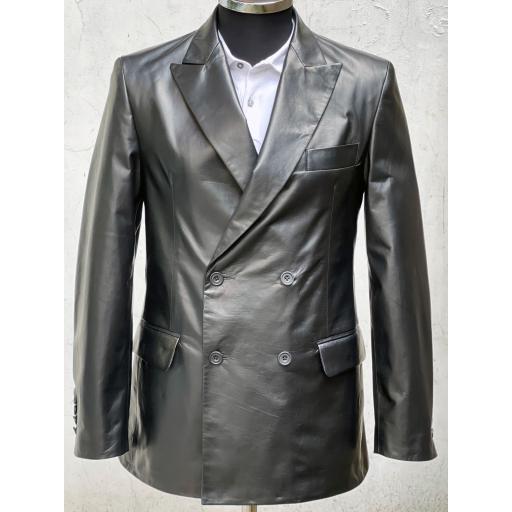 Men's Leather Double Breasted Blazer