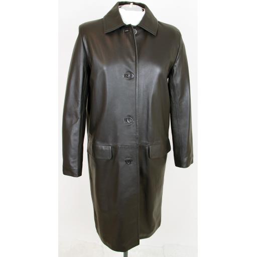 Womens Leather Single Breasted Coat 1