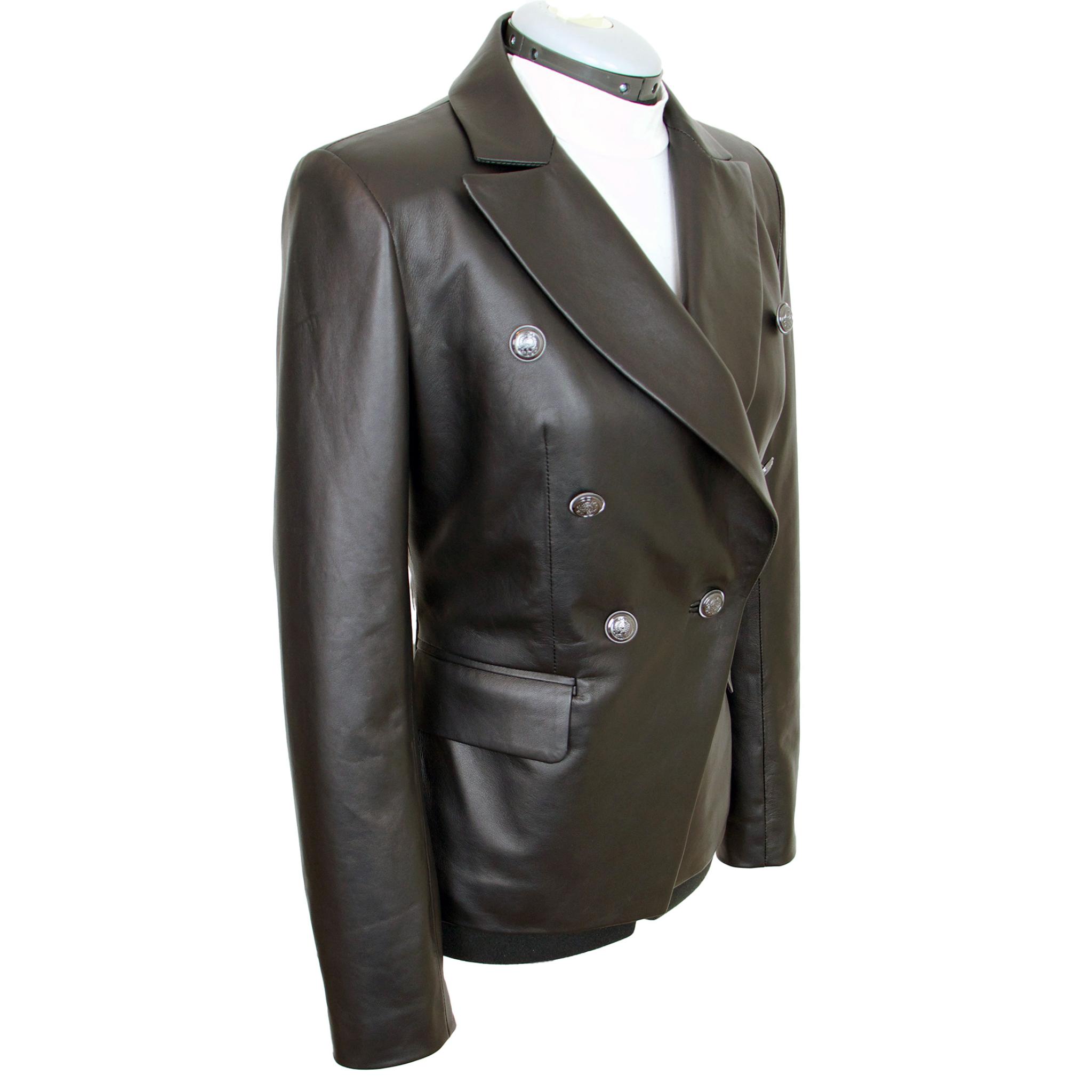 Women's Leather Double Breasted Blazer