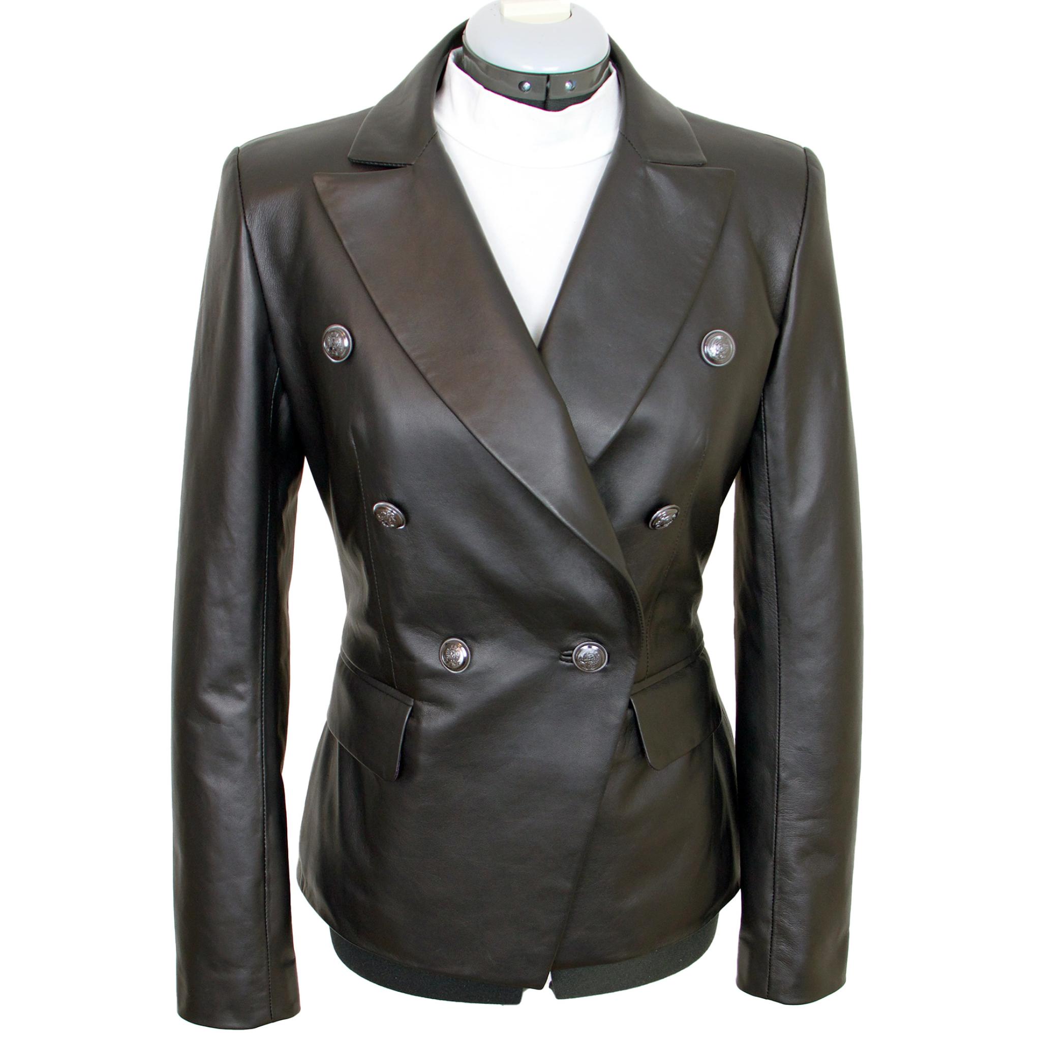 Women's Leather Double Breasted Blazer