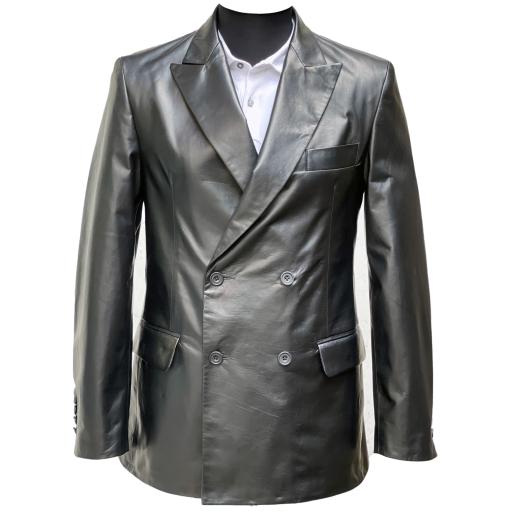 Men's Leather Double Breasted Blazer