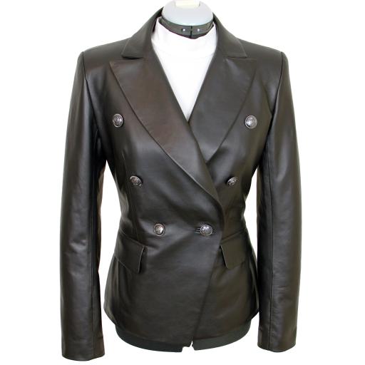 Women's Leather Double Breasted Blazer