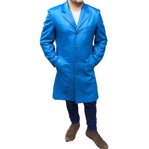Men's Long Leather Coat