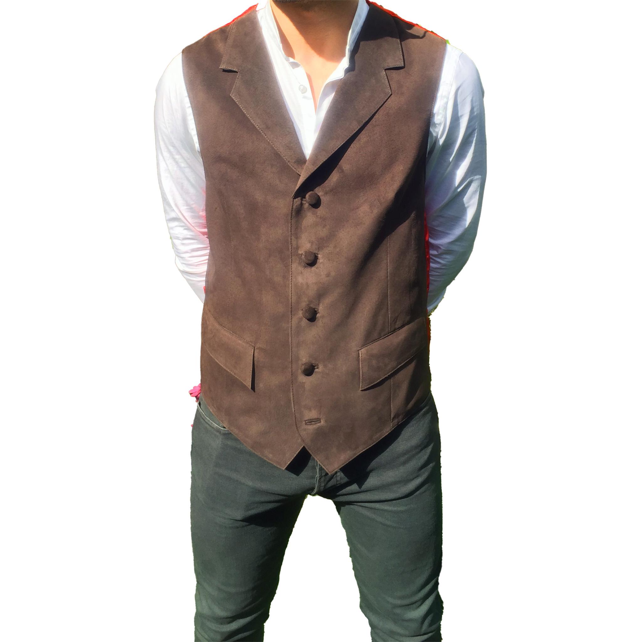 Men's Suede Waistcoat with Lapels
