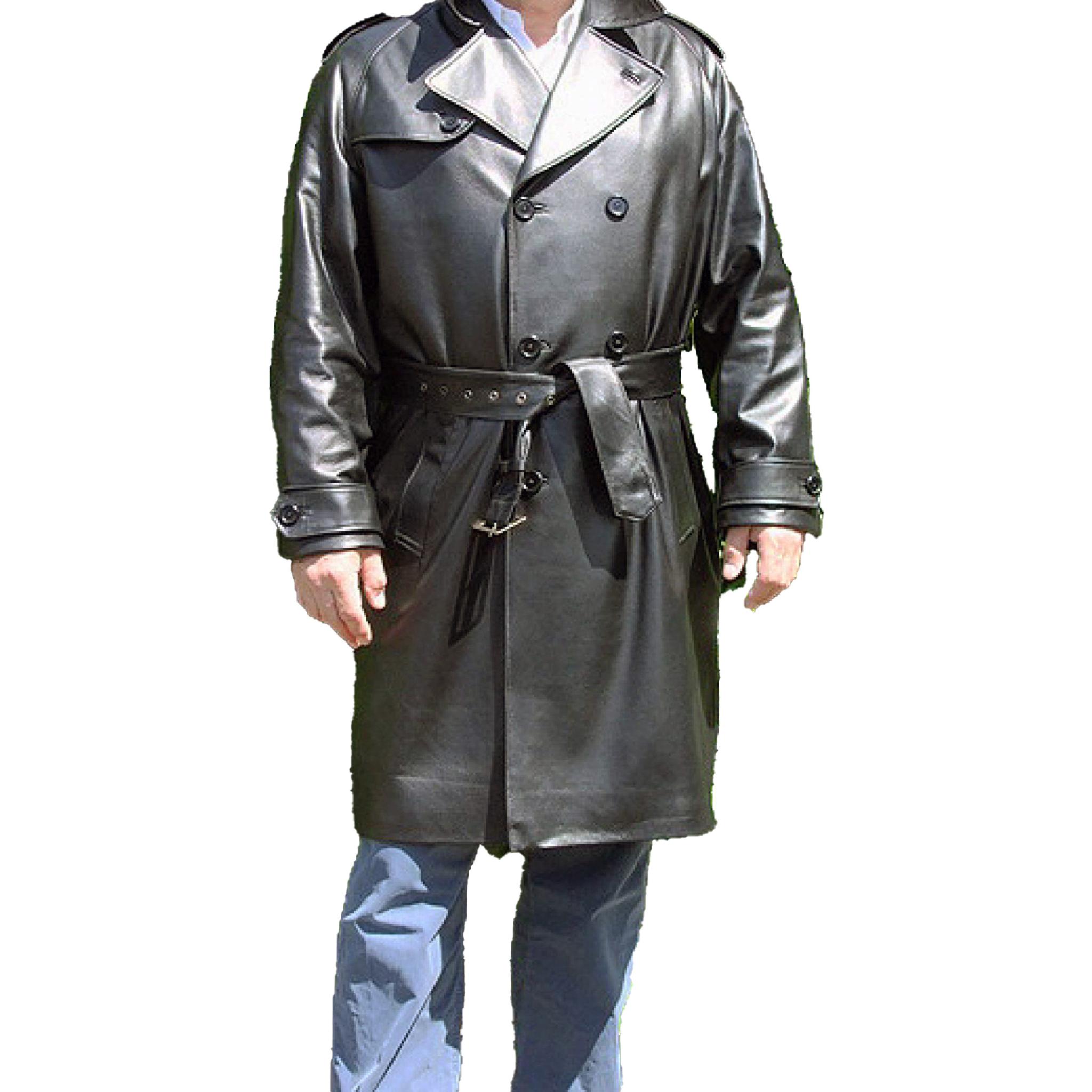 Mens Leather Trench Coat