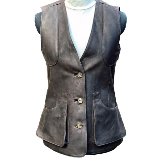 AW-1389 Gilet In Pelle Nabuk Gilet Moto Club Chopper, Cutte - Foto 7